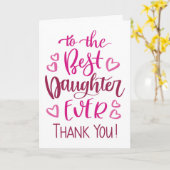 娘最高のがピンクのタイポグラフィに感謝 カード (黄色い花)