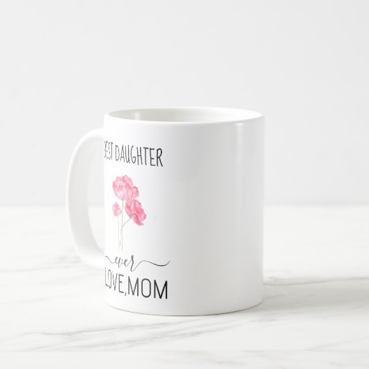 娘最高のは今まで |ピンクかわいらしの花 コーヒーマグカップ (正面左)