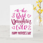 娘最高のは母の日のタイポグラフィピンク カード (黄色い花)