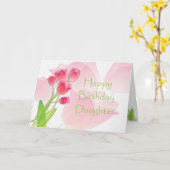 娘用ピンクチューリップ誕生日カード カード (黄色い花)