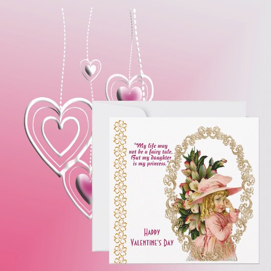 娘用 ラスティック ゴールド フレーム ヴィンテージ バレンタイン カード