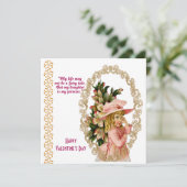 娘用 ラスティック ゴールド フレーム ヴィンテージ バレンタイン カード (スタンド正面)