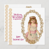 娘素朴金ゴールドフレームヴィンテージバレンタインカード (正面/裏面)