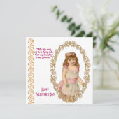 娘素朴金ゴールドフレームヴィンテージバレンタインカード (スタンド正面)