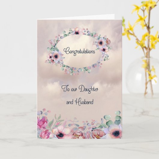 娘結婚と夫の名刺 カード (黄色い花)