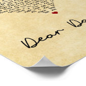 娘親愛ヴィンテージハートソング歌詞プリント ポスター (角)