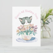 娘誕生日かわいい子猫の名前と写真 招待状 (スタンド正面)