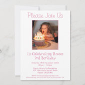 娘誕生日かわいい子猫の名前と写真 招待状 (裏面)