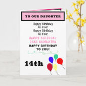 娘誕生日バルーンのカップケーキ名 カード (黄色い花)