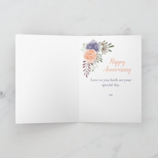 娘1周年記念結婚紫の花 カード (内部)