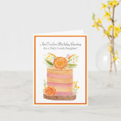 娘10月誕生日とマリゴールズオンケーキ カード (黄色い花)