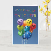 娘12歳の誕生日の色気球 カード (黄色い花)