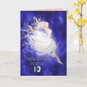 娘12歳、バレリーナ誕生日カードを跳躍 カード (黄色い花)