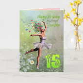 娘15歳、花妖精の誕生日カード カード (黄色い花)