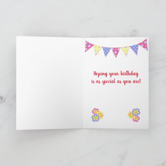 娘15th誕生日Primroses Bunting Card用 カード (内部)