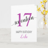 娘17ピンクのグリッター誕生日カード カード (黄色い花)