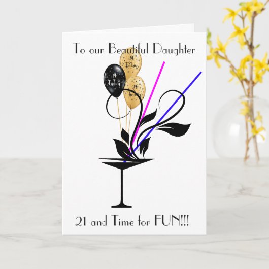 娘21歳の誕生日グリーティングカード カード (黄色い花)