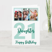 娘21歳の誕生日スクリプモダント写真コラージュ カード (正面)