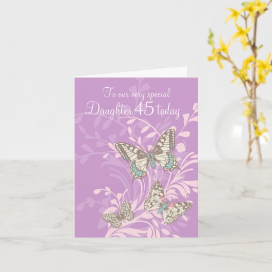 娘45th誕生日蝶カード カード (黄色い花)