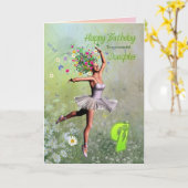 娘9歳、花の妖精の誕生日カード カード (黄色い花)