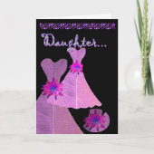 娘-後輩の新婦付添人の招待状のピンクのガウン 招待状 (正面)