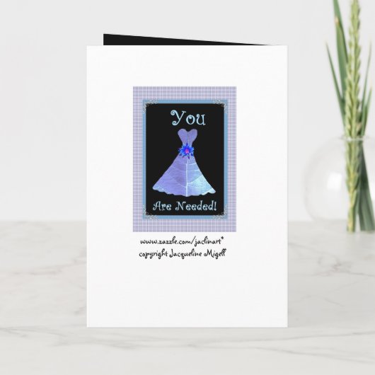 娘-後輩の新婦付添人の招待状のピンクのガウン 招待状 (裏面)