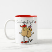 娘-私のパパのTシャツおよびギフトについてのナット ツートーンマグカップ (左)