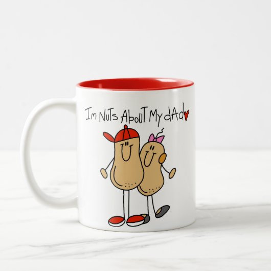 娘-私のパパのTシャツおよびギフトについてのナット ツートーンマグカップ (左)