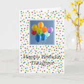 娘、誕生日バルーン カード (黄色い花)