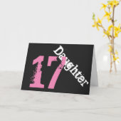 娘、17歳の誕生日、白、黒にピンク。 カード (黄色い花)