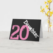 娘、20歳の誕生日、白、黒にピンク。 カード (黄色い花)