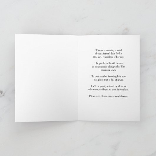 娘WHOのための悔やみや弔慰カードは彼女の父を失った カード (内部)
