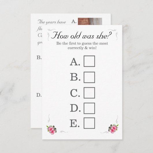 婚姻バラブライダルシャワーゲームカード エンクロージャーカード (正面/裏面)