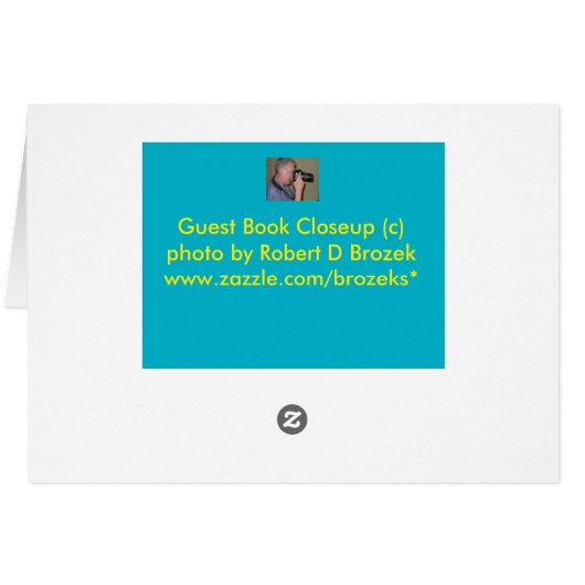 婚礼の日の来客名簿のクローズアップの結婚式の招待状 (裏面横)