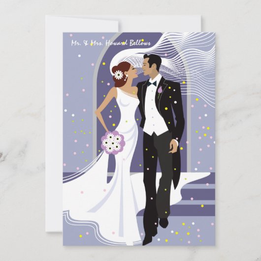 婚礼の日-ポストの結婚式の発表 招待状 (正面)