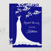 婚礼衣裳、濃紺、ブライダルシャワーの花 招待状 (正面/裏面)