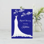 婚礼衣裳、濃紺、ブライダルシャワーの花 招待状 (スタンド正面)