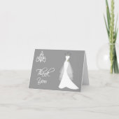 婚礼衣裳、灰色のサンキューカードのシャンデリア サンキューカード (正面)