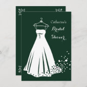 婚礼衣裳、緑のブライダルシャワーの招待のハート 招待状 (正面/裏面)