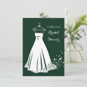 婚礼衣裳、緑のブライダルシャワーの招待のハート 招待状 (スタンド正面)