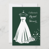 婚礼衣裳、緑のブライダルシャワーの招待のハート 招待状 (正面)