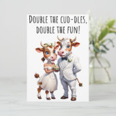 婚約おめでとうおもしろいカードCow Card 招待状 (スタンド正面)