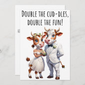 婚約おめでとうおもしろいカードCow Card 招待状 (正面/裏面)