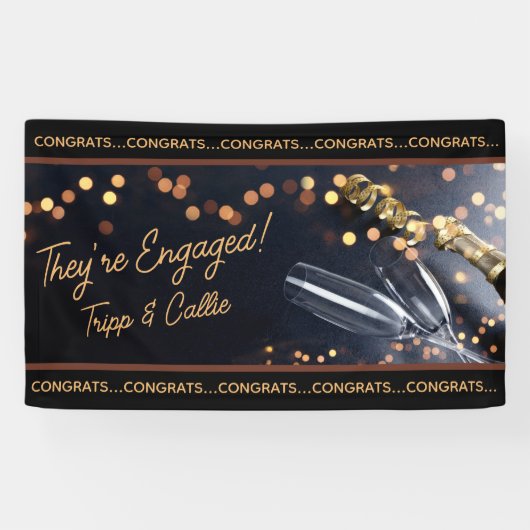 婚約おめでとうのカップルのバナー 横断幕 (横)