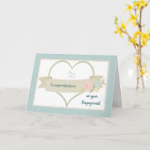 婚約おめでとうカードハートとリングや輪 カード (黄色い花)