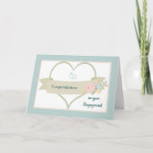 婚約おめでとうカードハートとリングや輪 カード (正面)