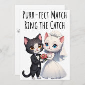 婚約おめでとうカード猫好きカード 招待状 (正面/裏面)