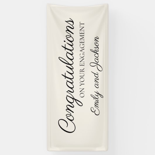 婚約おめでとうスクリプト名クリームホワイト 横断幕 (縦)