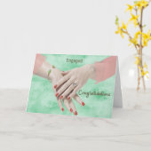 婚約おめでとうハンズ&リングや輪 カード (黄色い花)