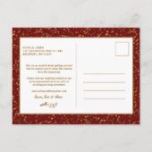 婚約お知らせ赤金ゴールド3写真はがき インビテーションポストカード (裏面)